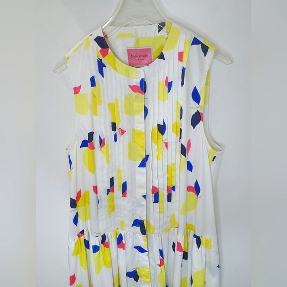 Kate Spade Lemon Zest Stretch Cotton Sleeveless Shirtdress Sz S NWT - Picture 7 of 16